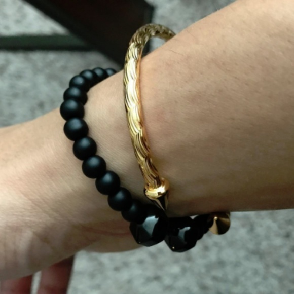 Black Label Other - Mens "Maximus" 18K Real Gold Plated Bangle Cuff